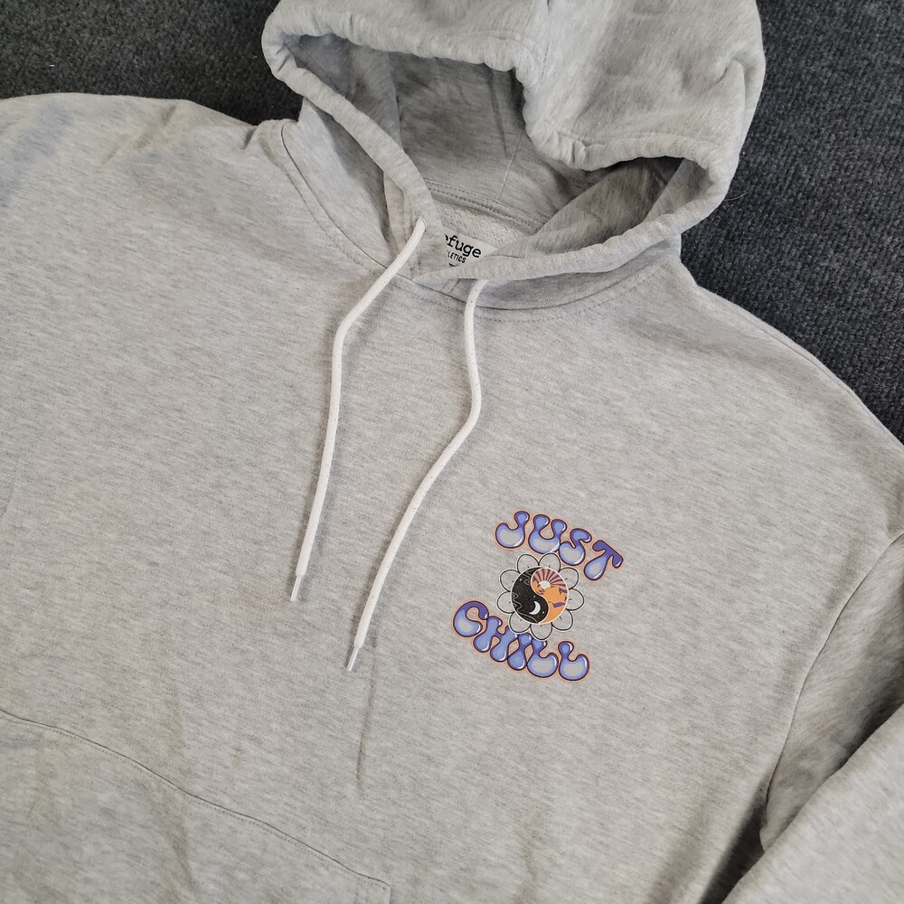 Good Vibes Hoodie Gray Whimsical Earthy Festival Small Chill Hippie Vibes